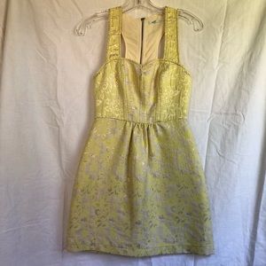 Yellow Embroidered Cocktail Dress